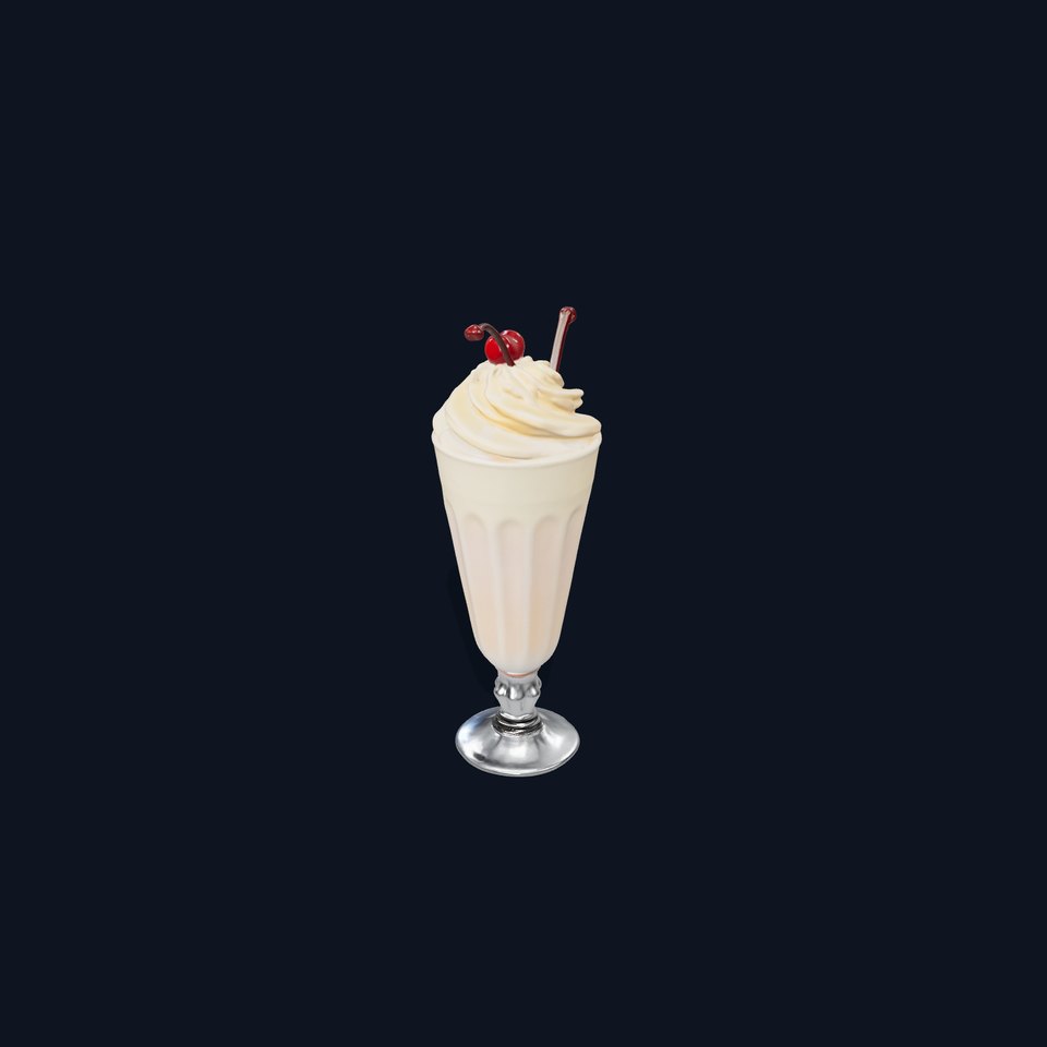 Milkshake with Cherry Glass model pack